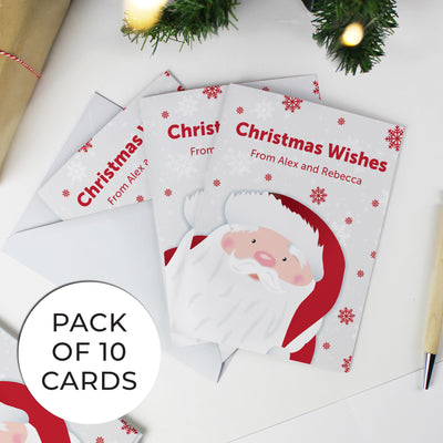 Personalised Pack of 10 Christmas Cards - Santa