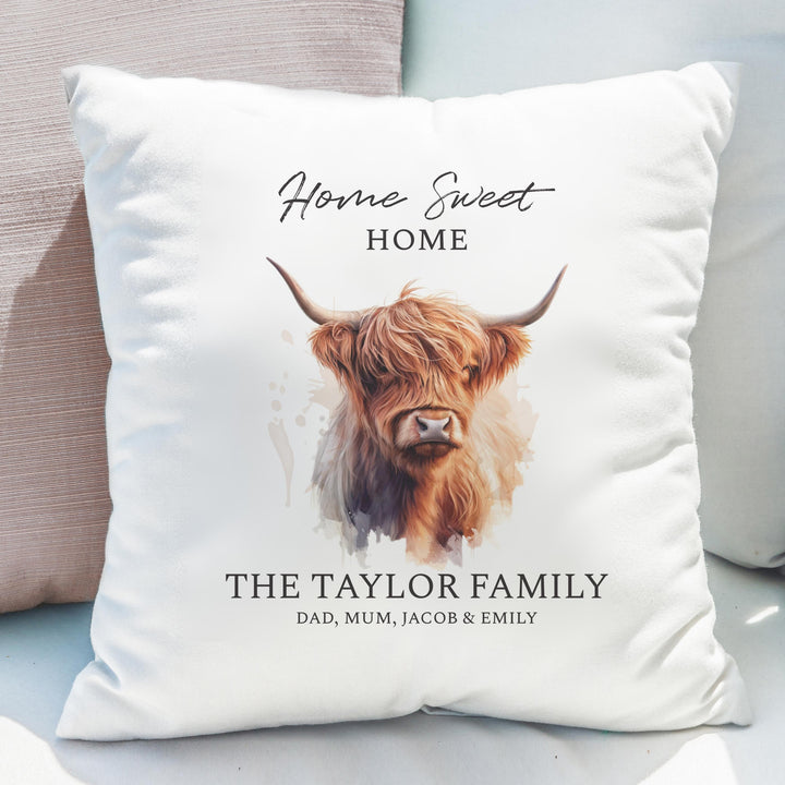Personalised Highland Cow Cushion – alternative view
