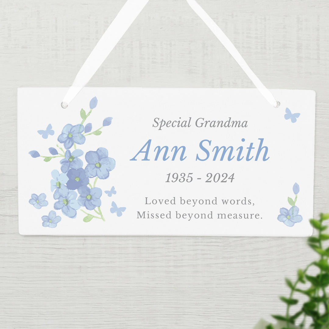 Personalised Memorial Forget Me Not Wooden Sign – alternative view