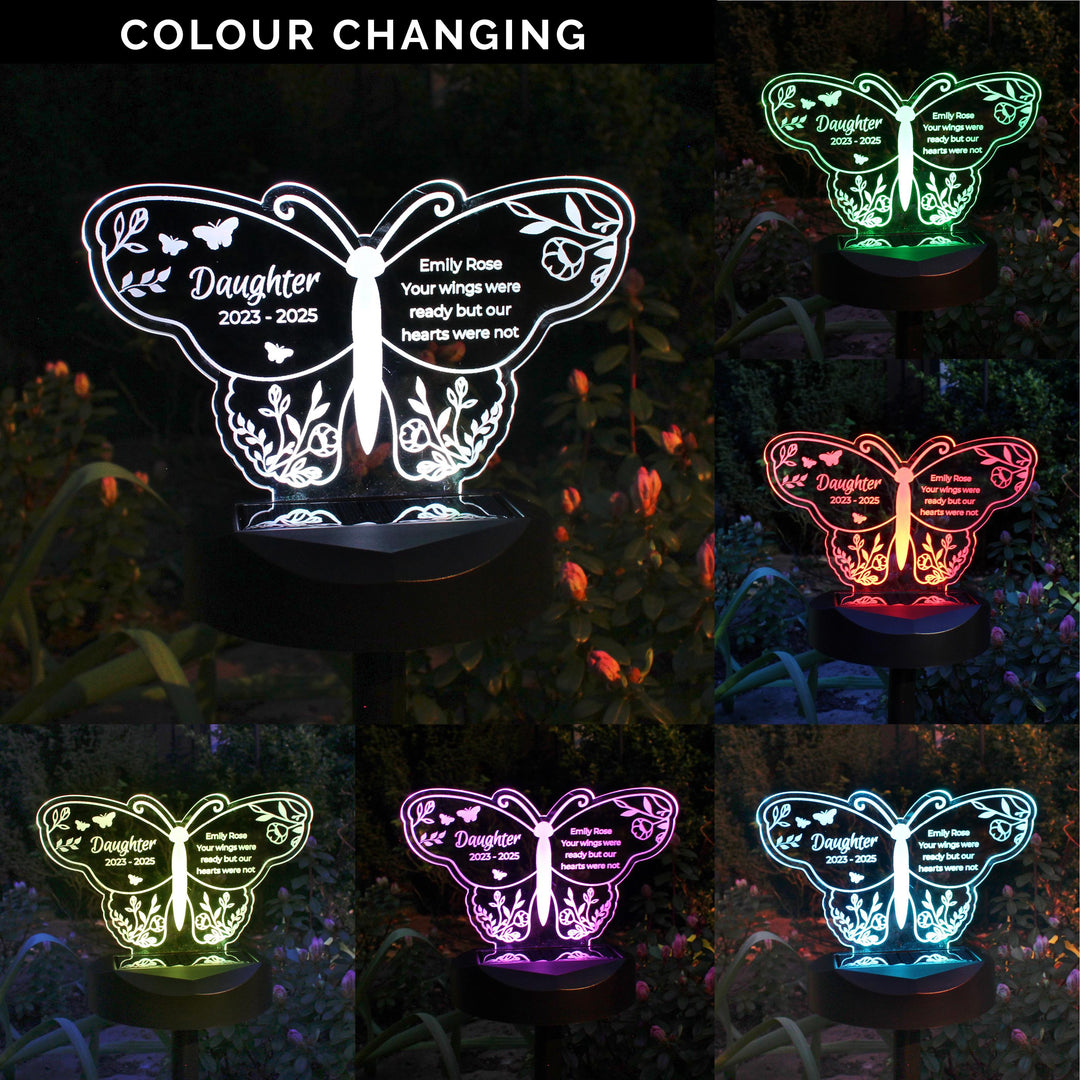 Personalised Butterfly Memorial Solar Light – alternative view