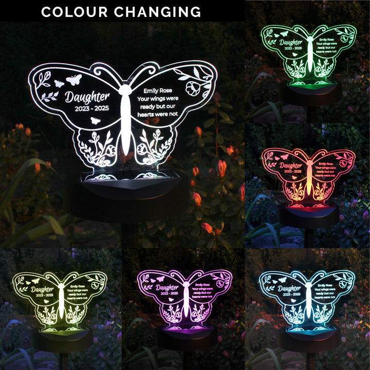 Personalised Butterfly Memorial Solar Light – alternative view