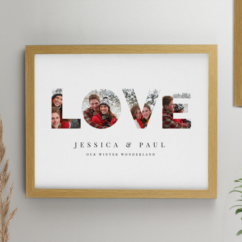 Personalised LOVE Photo Upload Oak Poster Frame