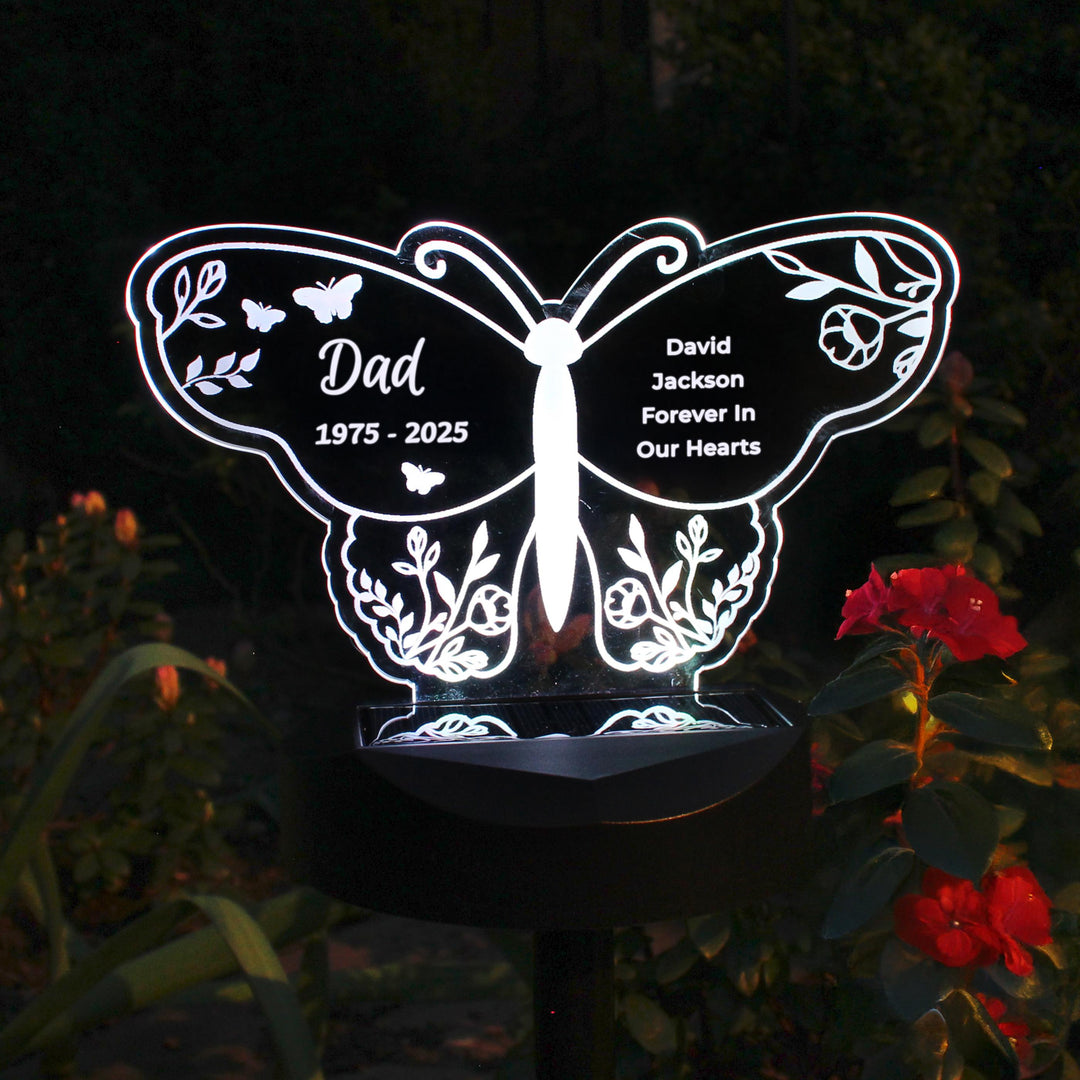 Personalised Butterfly Memorial Solar Light – alternative view