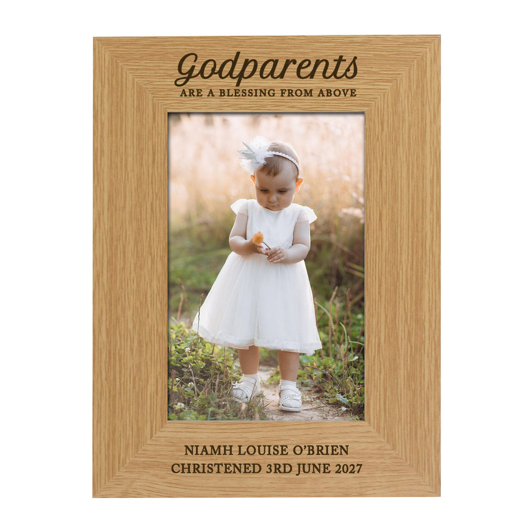Personalised Godparents 6x4 Wooden Photo Frame, The Personal Shop, personalised gifts