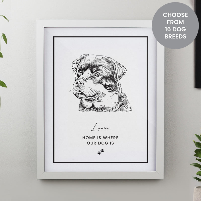 Personalised Dog Breed White Framed Print