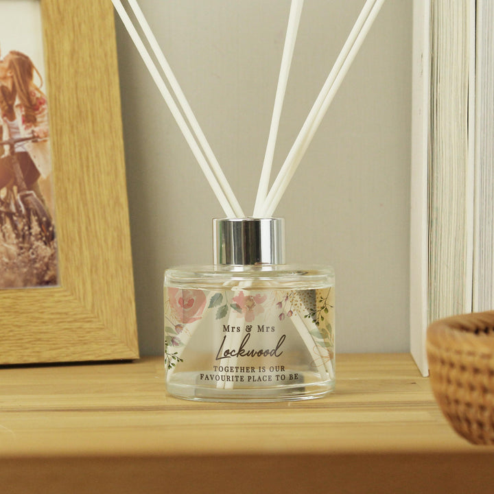 Personalised Floral Watercolour Reed Diffuser – alternative view