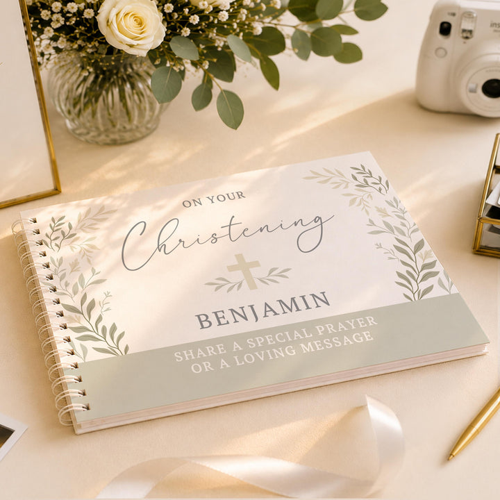Personalised Religious Cross Guest Book, The Personal Shop, personalised gifts