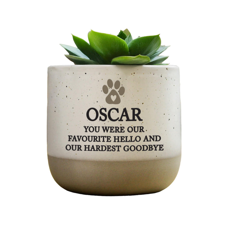 Personalised Pet Memorial Flecked Plant Pot, The Personal Shop, personalised gifts
