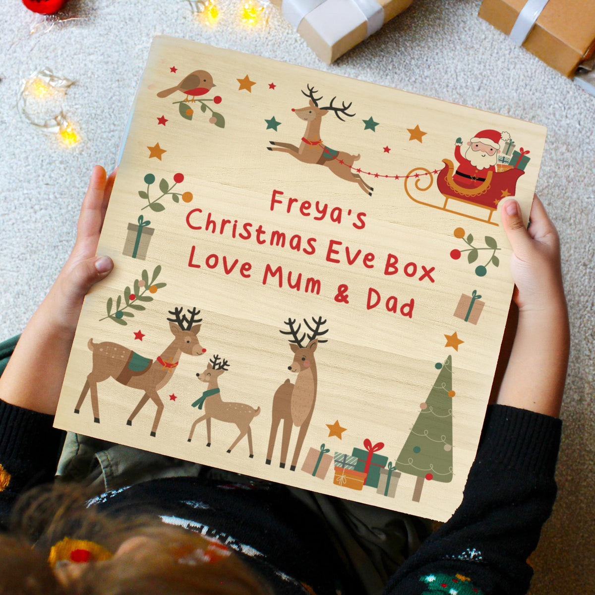 Personalised Santa & Reindeer Christmas Eve Box – alternative view