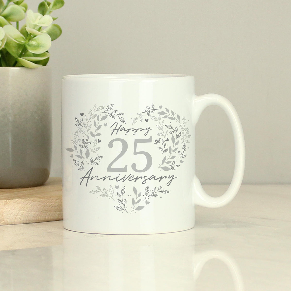 Personalised 25th Silver Wedding Anniversary Mug – alternative view