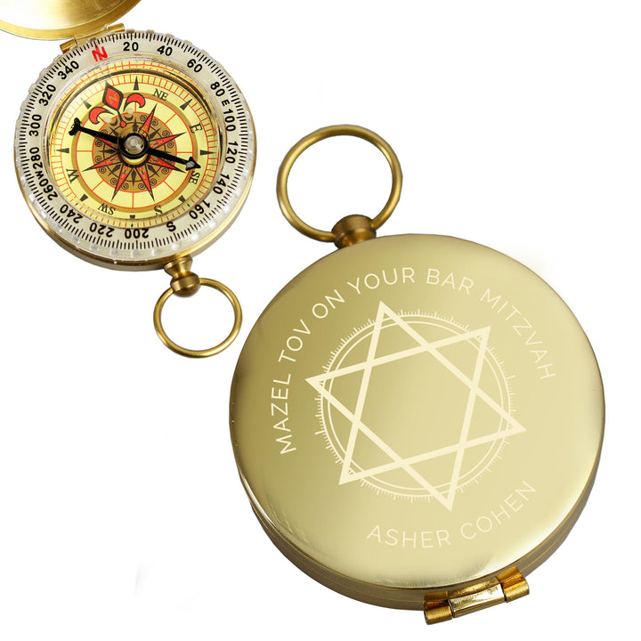 Personalised Bar and Bat Mitzvah Keepsake Compass – alternative view