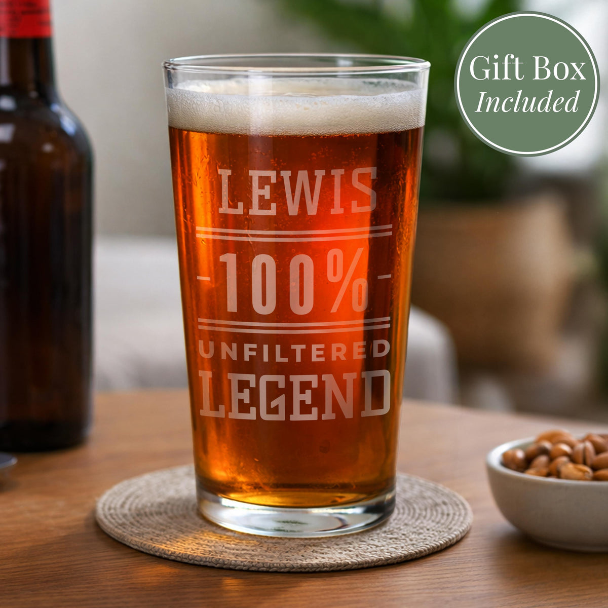 Personalised Unfiltered Legend Pint Glass, The Personal Shop, personalised gifts