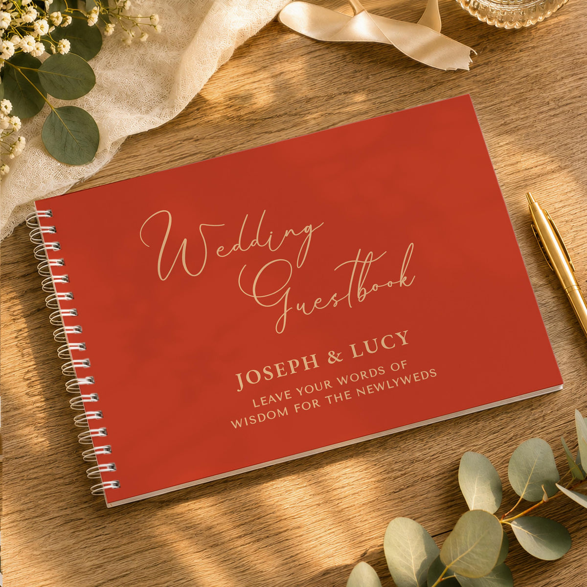 Personalised Burnt Orange Wedding Guest Book, The Personal Shop, personalised gifts