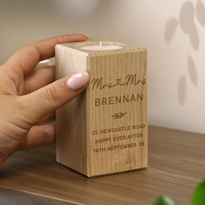 Personalised Wedding Wooden Tealight Holder