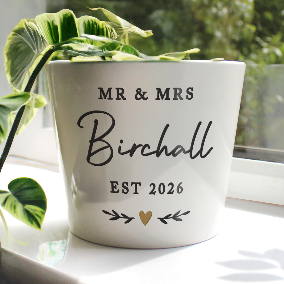 Personalised Gold Heart Large Plant Pot, The Personal Shop, personalised gifts