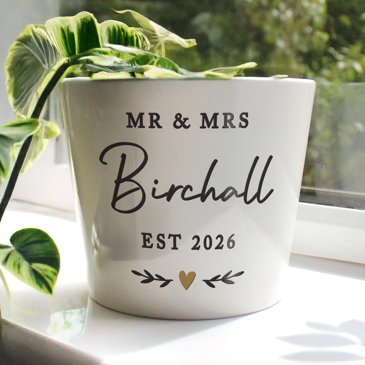 Personalised Gold Heart Large Plant Pot, The Personal Shop, personalised gifts