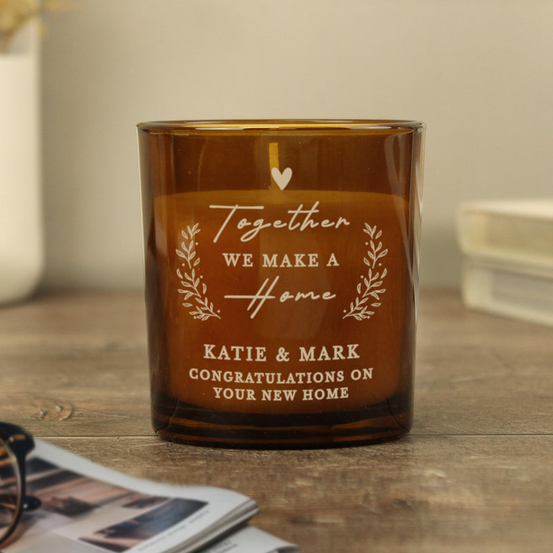 Personalised Home Amber Glass Candle