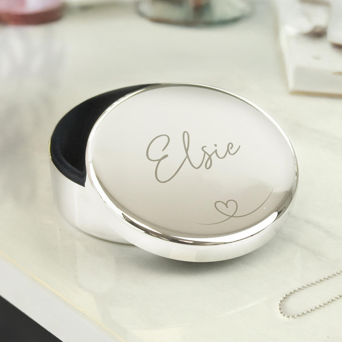 Personalised Heart Round Trinket Box