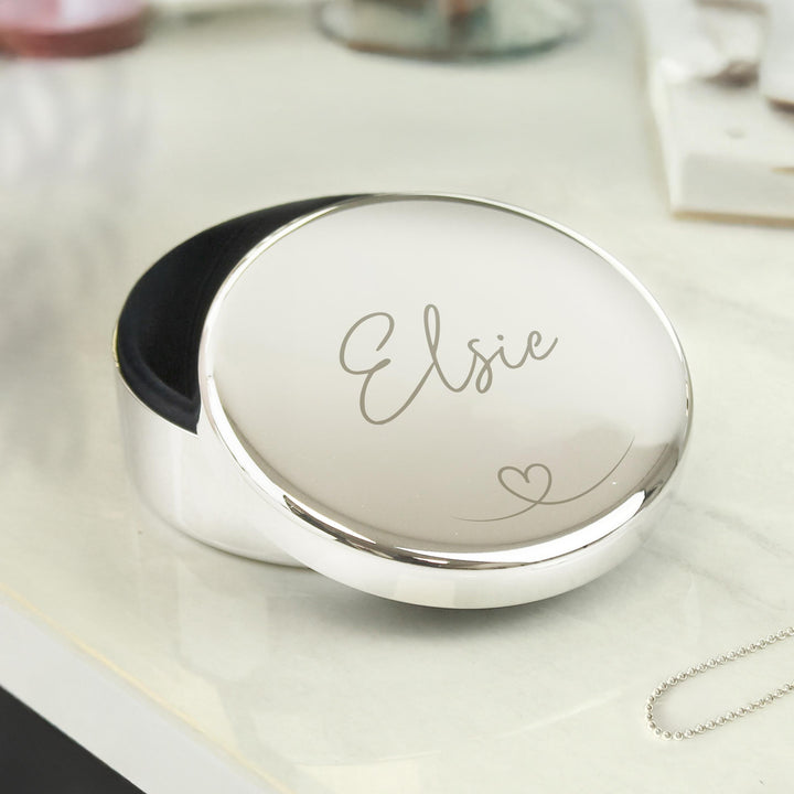 Personalised Heart Round Trinket Box