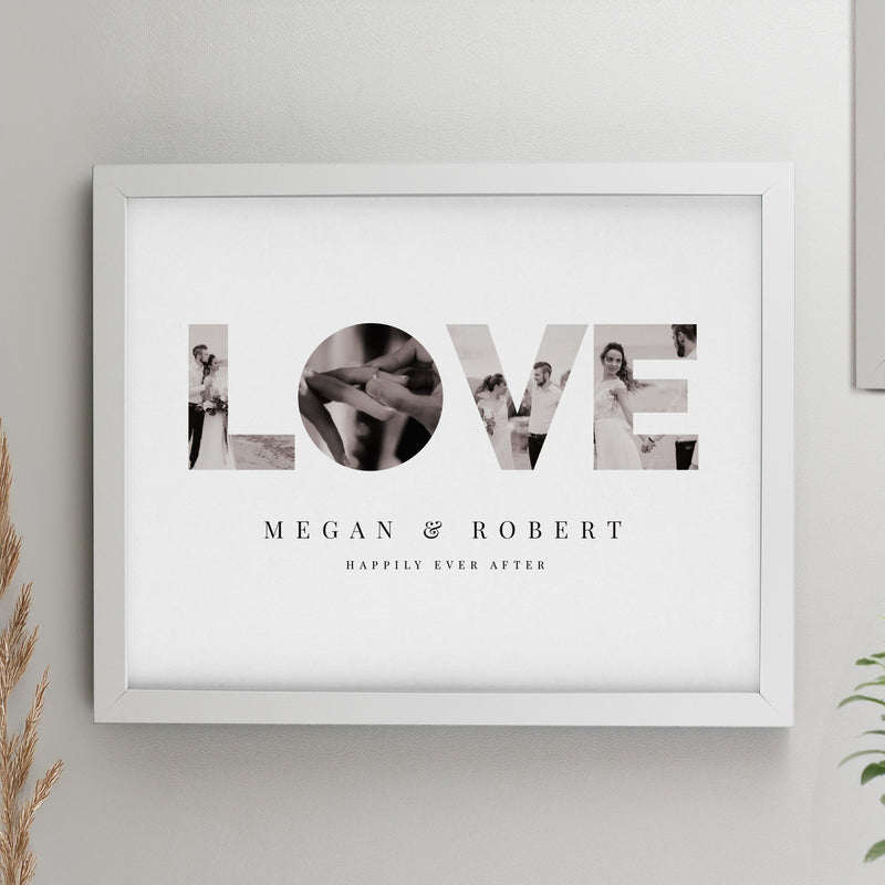 Personalised LOVE Photo Upload White Poster Frame