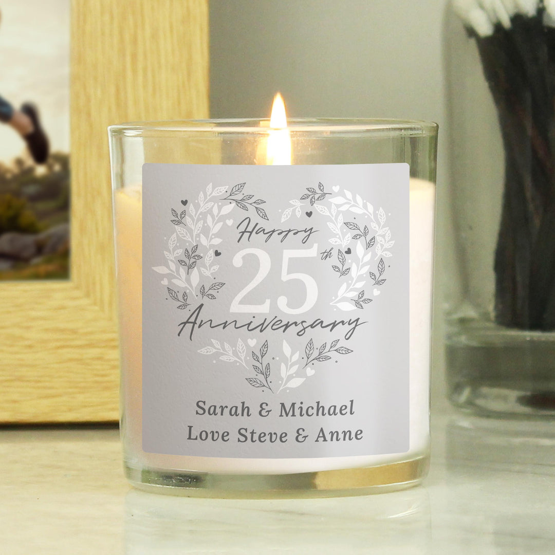 Personalised 25th Silver Wedding Anniversary Candle Jar – alternative view
