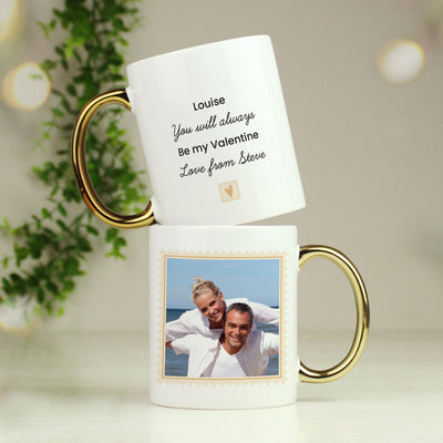 Personalised Photo Upload Gold Handled Mug