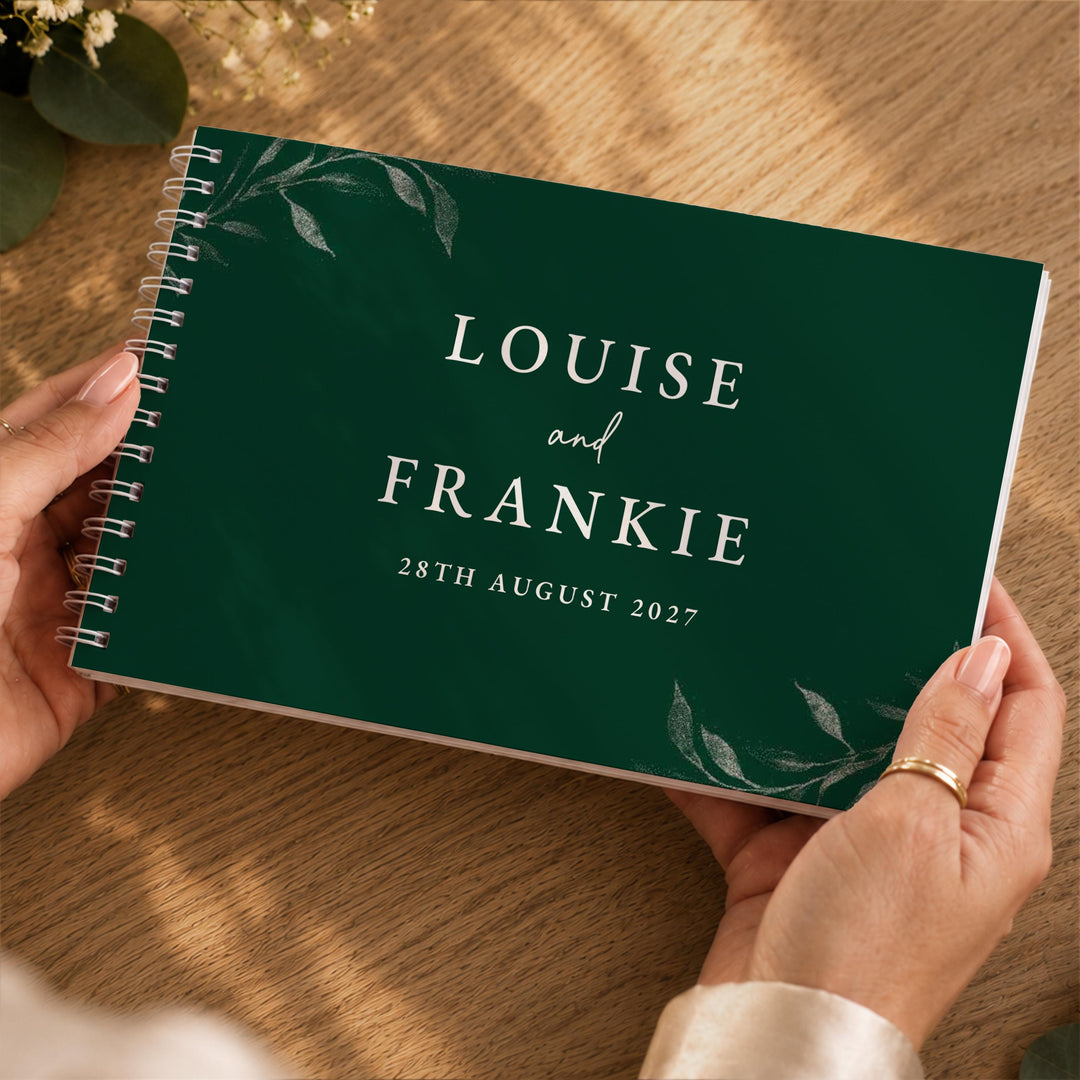 Personalised Botanical Evergreen Wedding Guest Book, The Personal Shop, personalised gifts