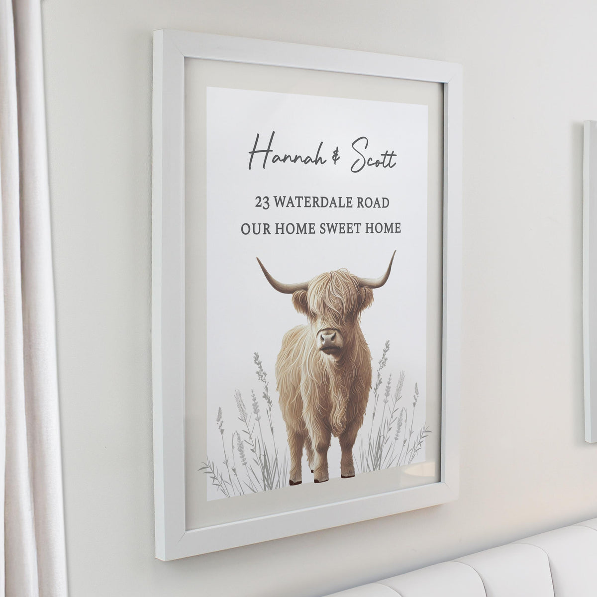 Personalised Highland Cow White Poster Frame – alternative view