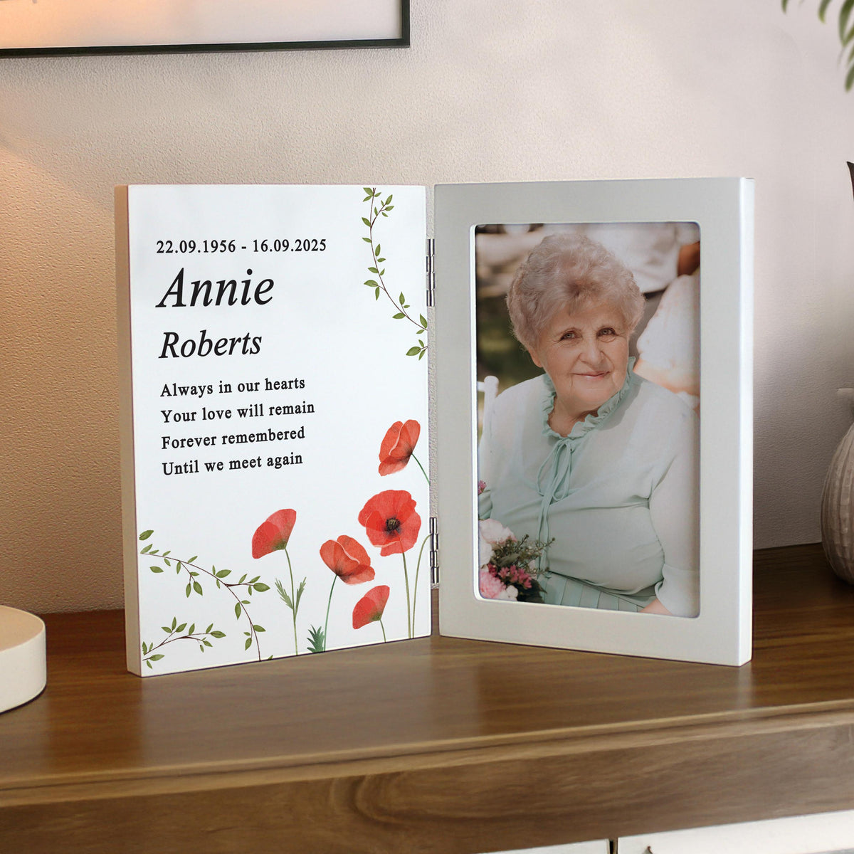 Personalised Memorial Wooden Hinged 6x4 Photo Frame – alternative view