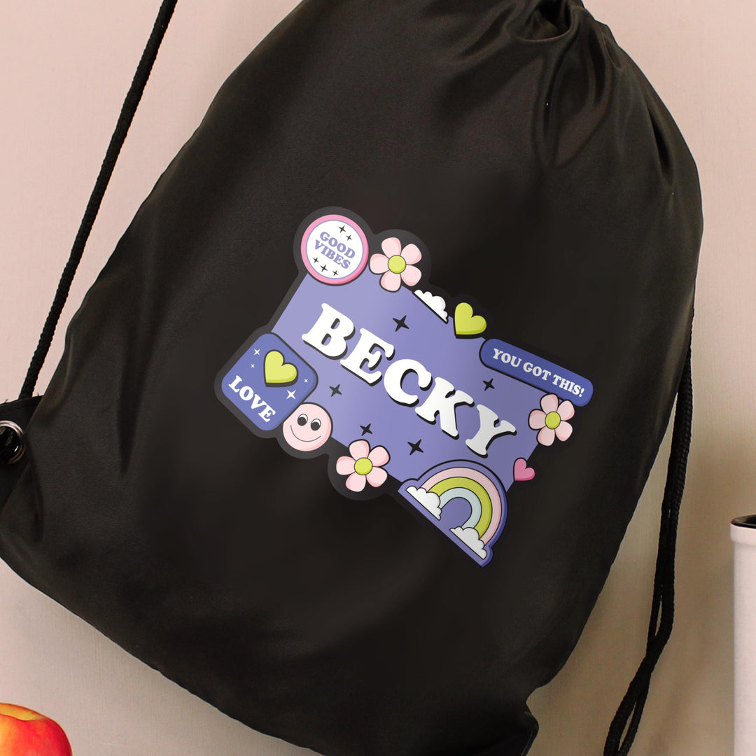 Personalised Good Vibes Black Kit Bag – alternative view