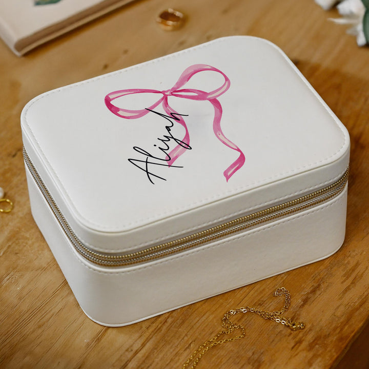 Personalised Bow Travel Jewellery Box – alternative view