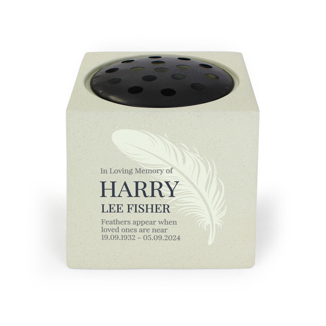 Personalised Feather Memorial Vase, The Personal Shop, personalised gifts