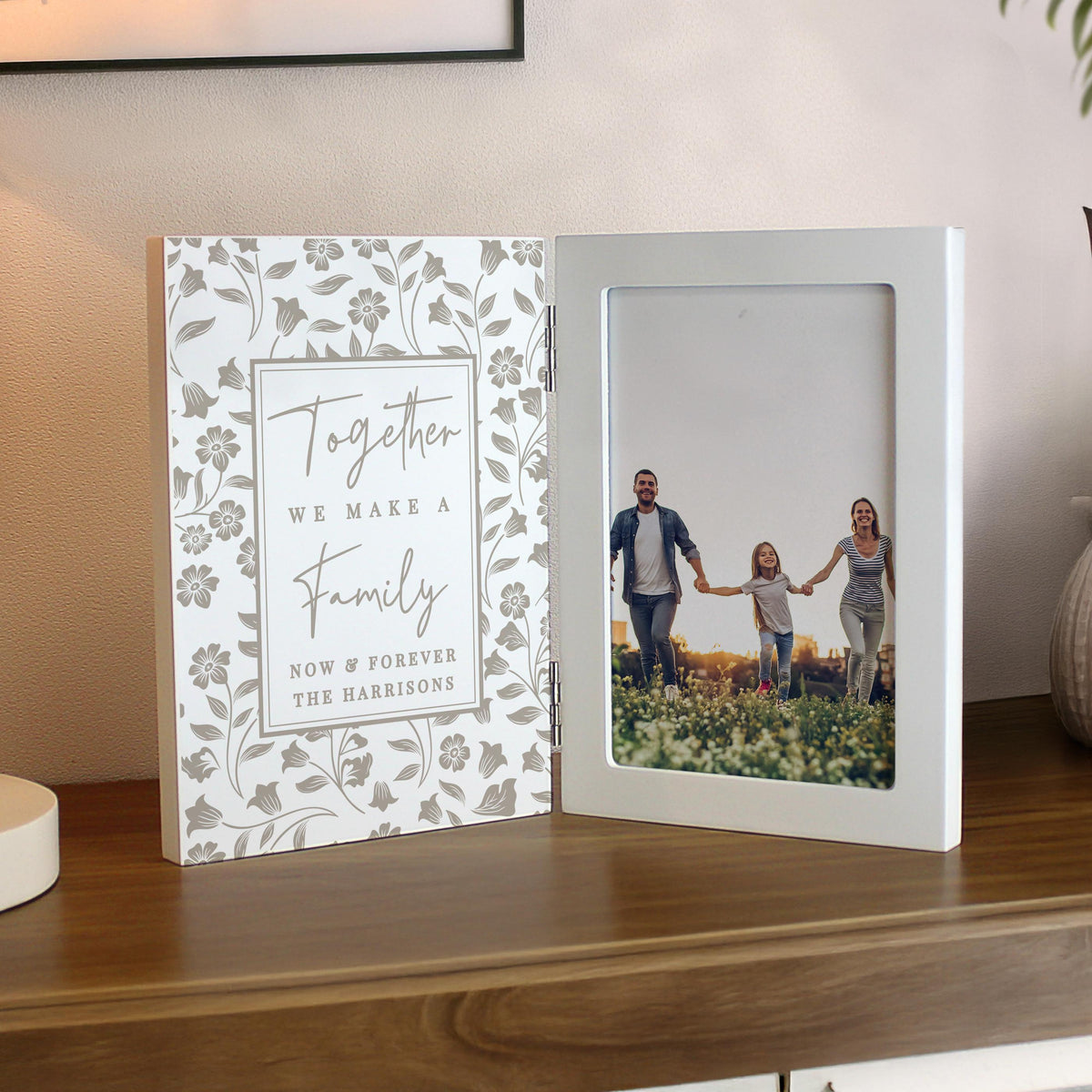 Personalised Family Wooden Hinged 6x4 Photo Frame – alternative view