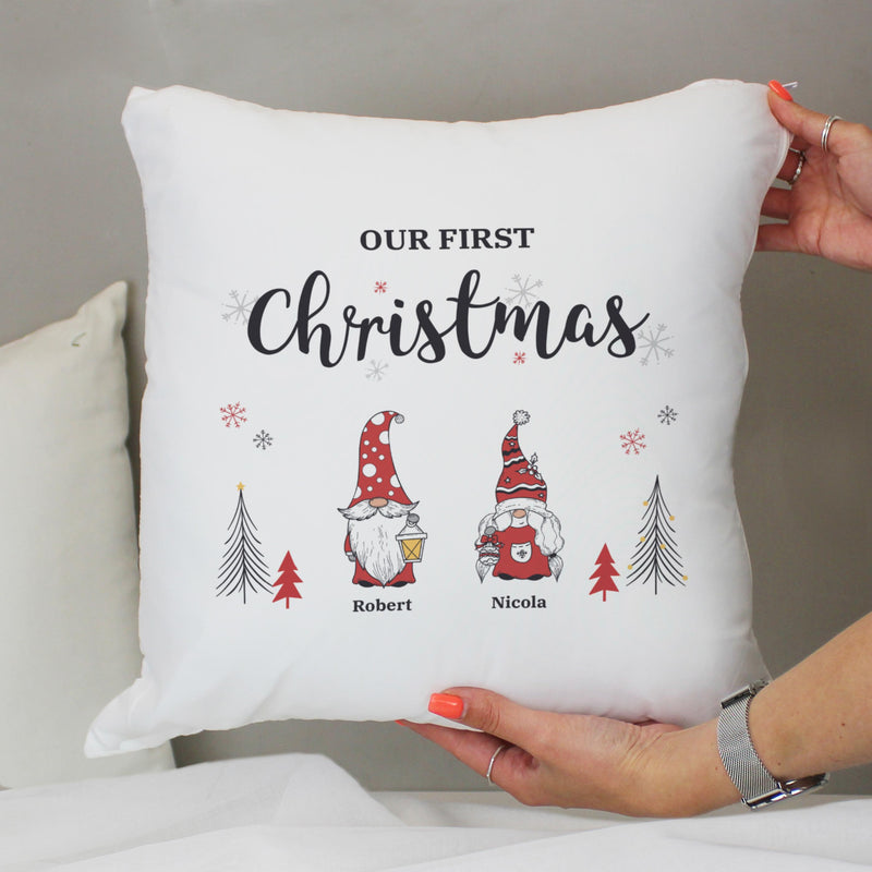 Personalised Gonk Family Christmas Cushion