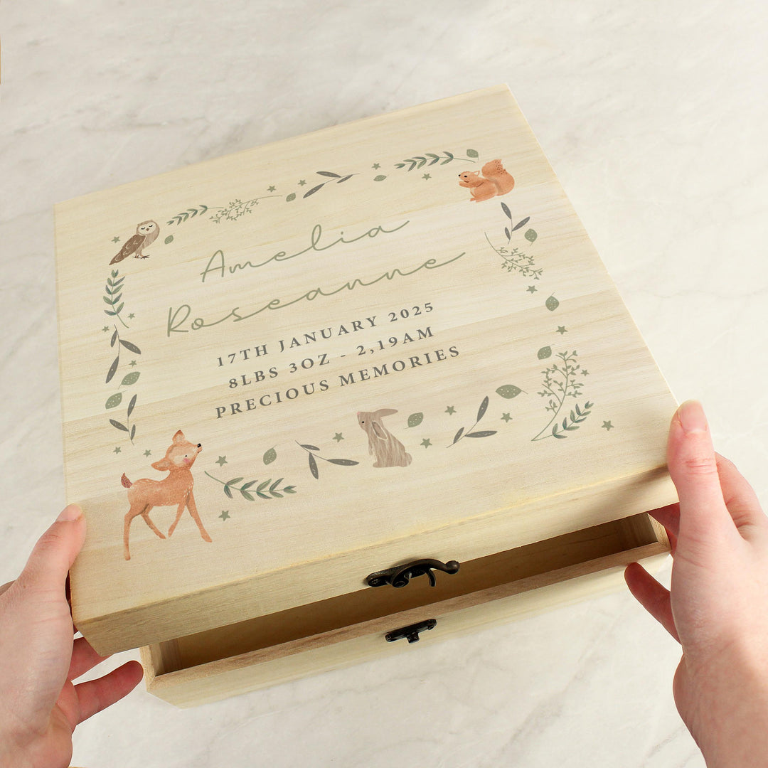 Personalised Woodland Animal Large Wooden Keepsake Box – alternative view