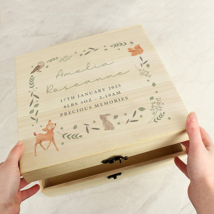 Personalised Woodland Animal Large Wooden Keepsake Box – alternative view