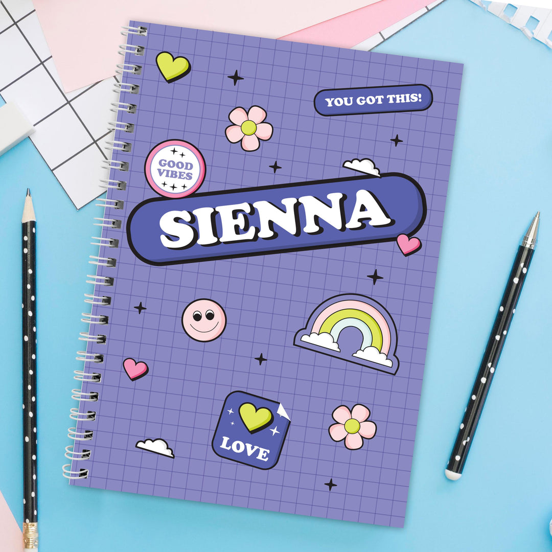Personalised Good Vibes A5 Notebook – alternative view