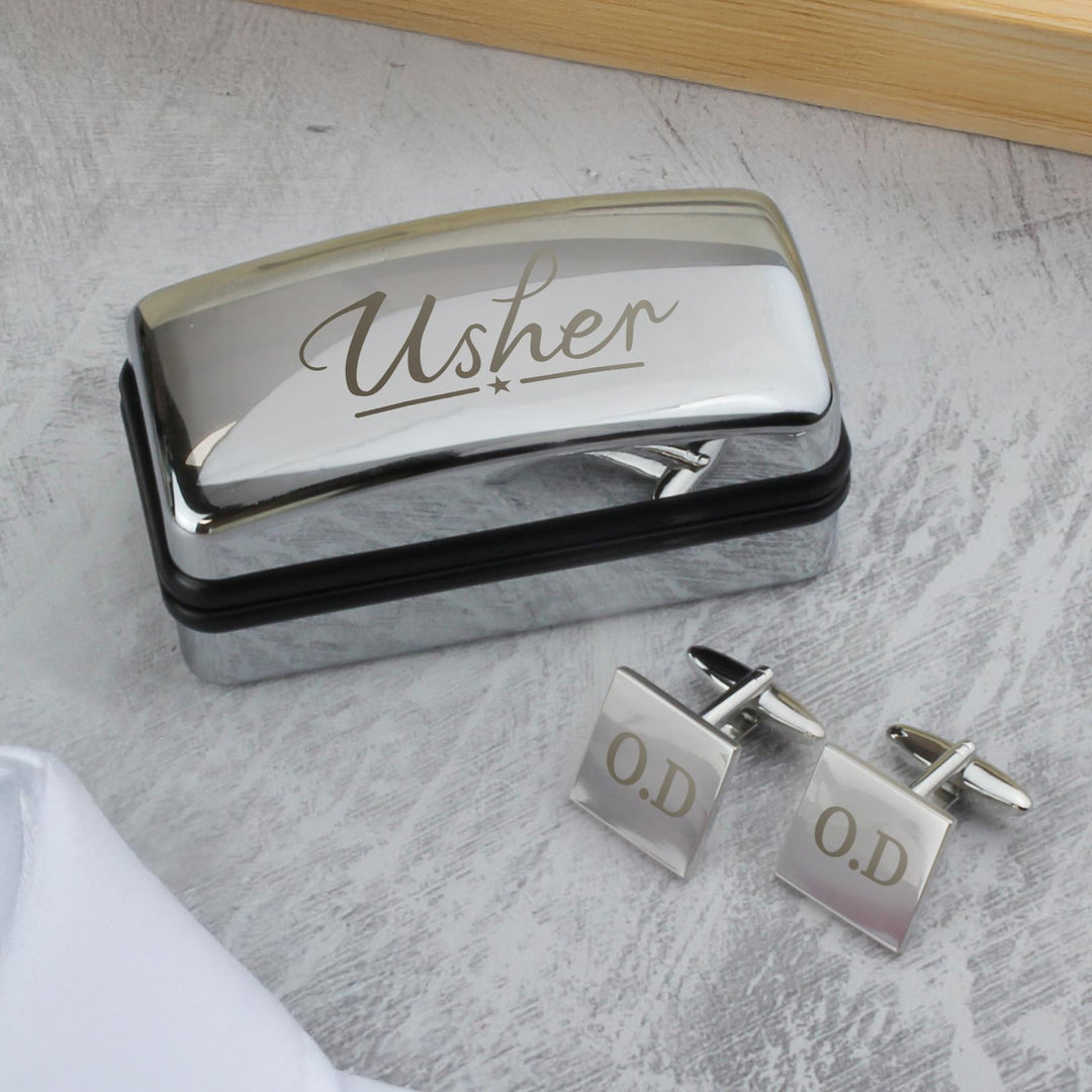 Personalised Usher Wedding Cufflinks and Box Set