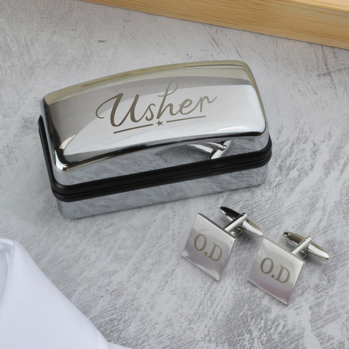 Personalised Usher Wedding Cufflinks and Box Set