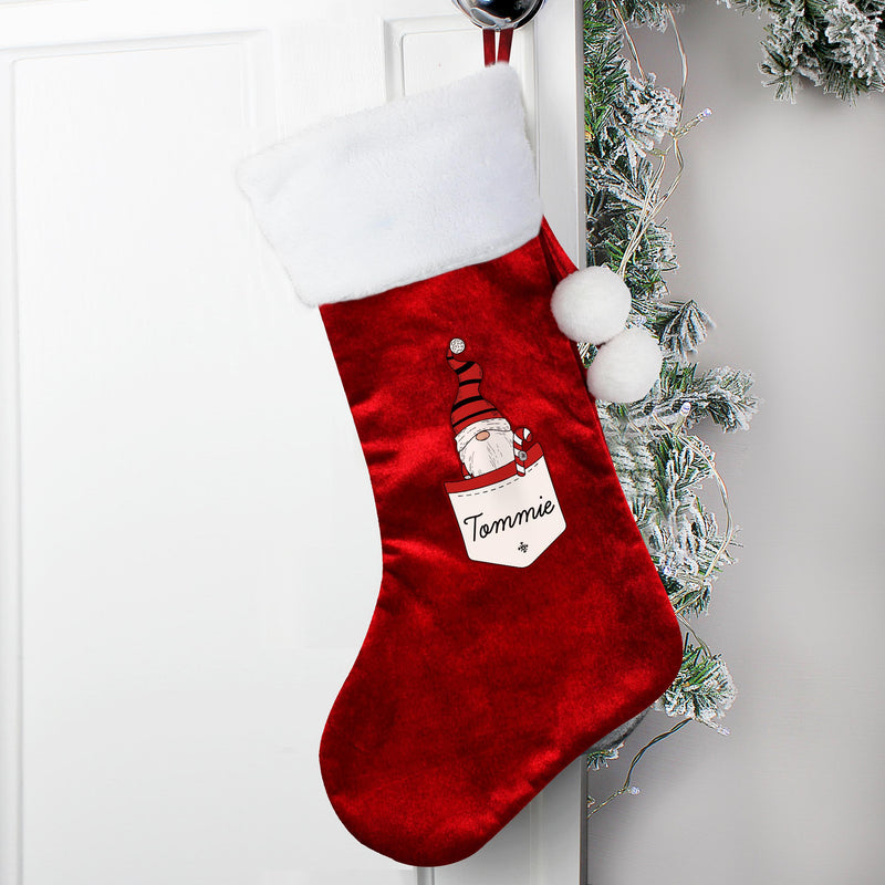 Personalised Gonk Family Red Christmas Stocking- Boy