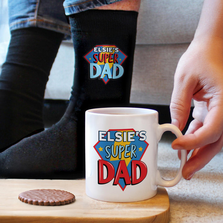 Personalised Super Dad Mug &amp; Socks Set – alternative view