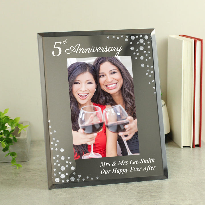 Personalised Anniversary 6x4 Diamante Glass Photo Frame – alternative view