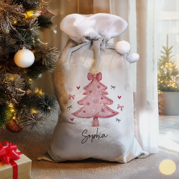 Personalised Pink Christmas Tree Sack – alternative view