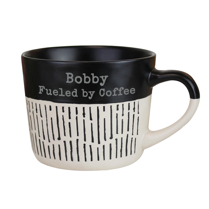 Personalised Message Black Dipped Dash Ceramic Mug, The Personal Shop, personalised gifts