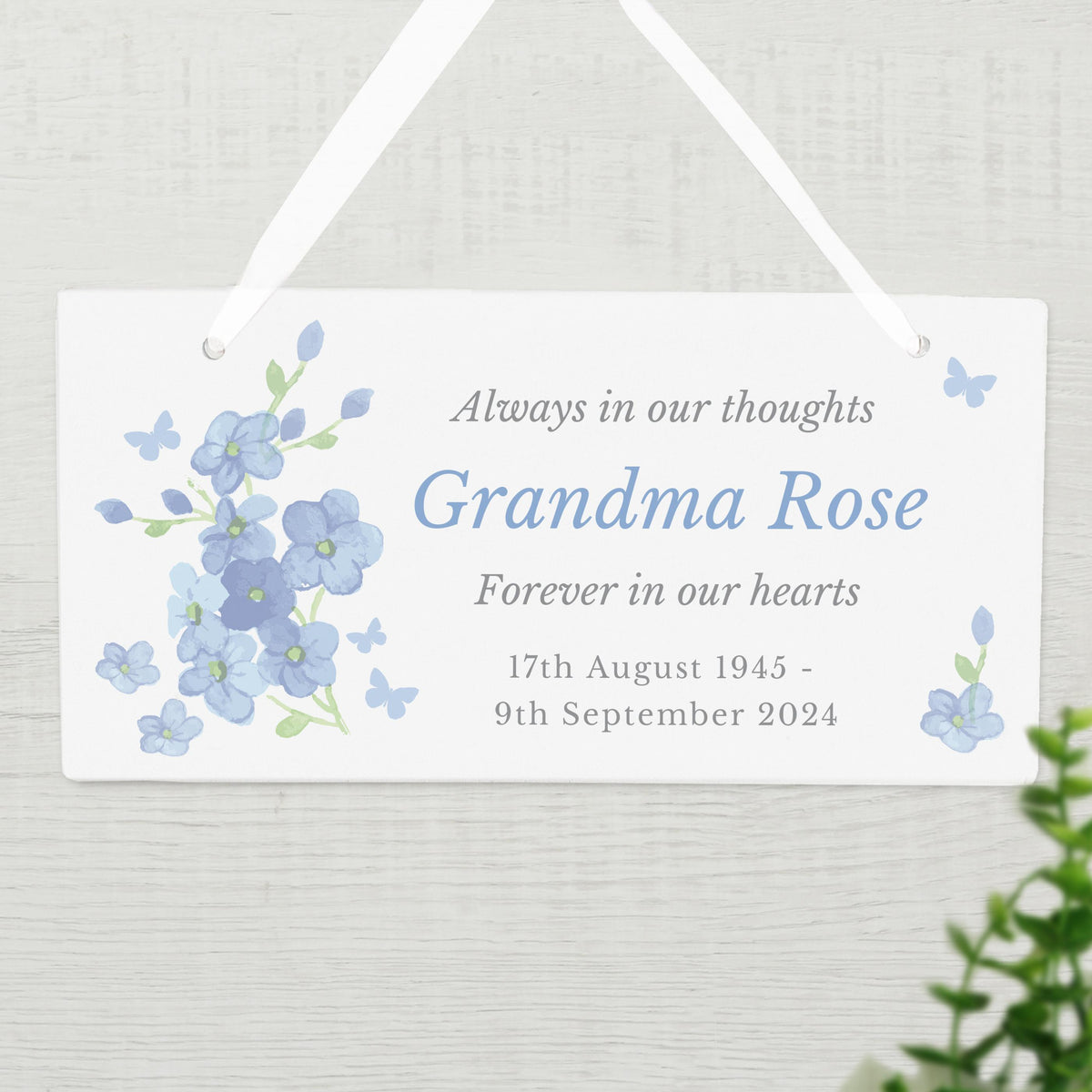 Personalised Memorial Forget Me Not Wooden Sign – alternative view