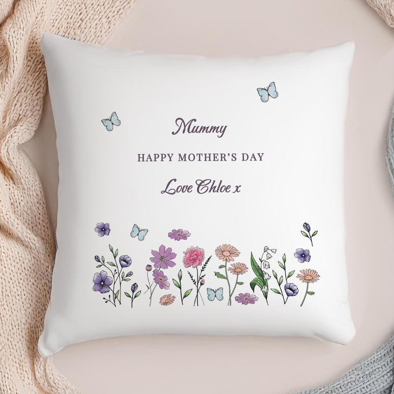 Personalised Wild Flowers Cushion