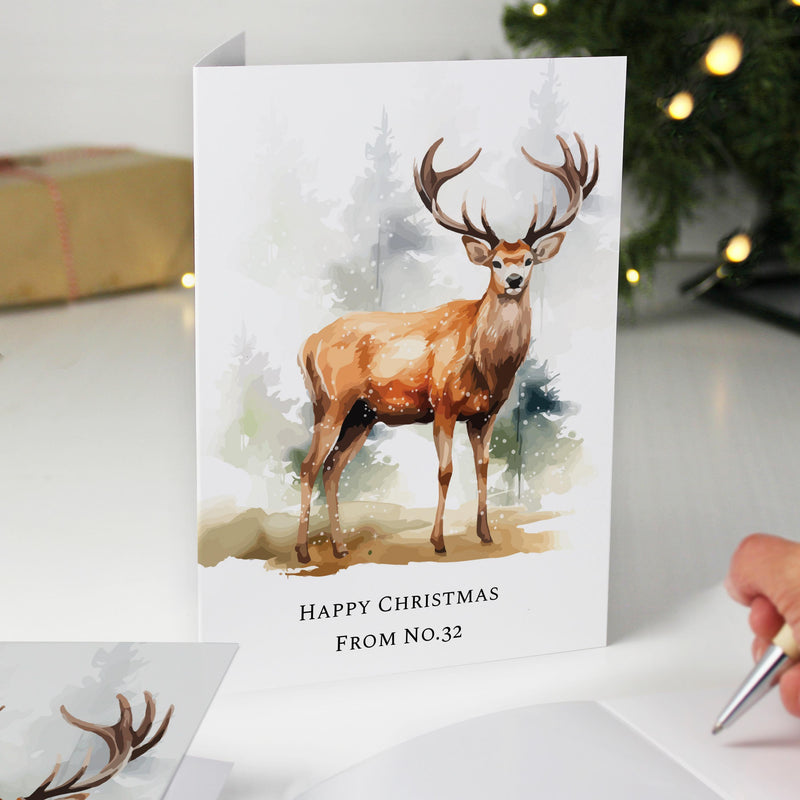 Personalised Pack of 10 Christmas Cards - Stag