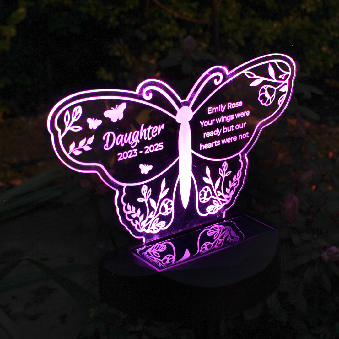 Personalised Butterfly Memorial Solar Light – alternative view