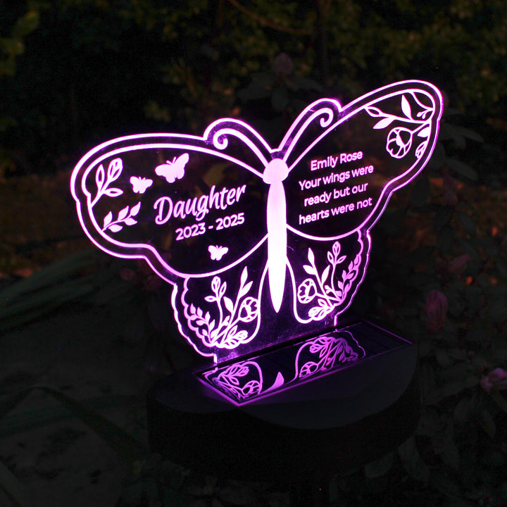 Personalised Butterfly Memorial Solar Light – alternative view