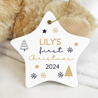 Personalised First Christmas Star Christmas Tree Decoration